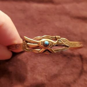 Copper and turqoise roadrunner bracelet